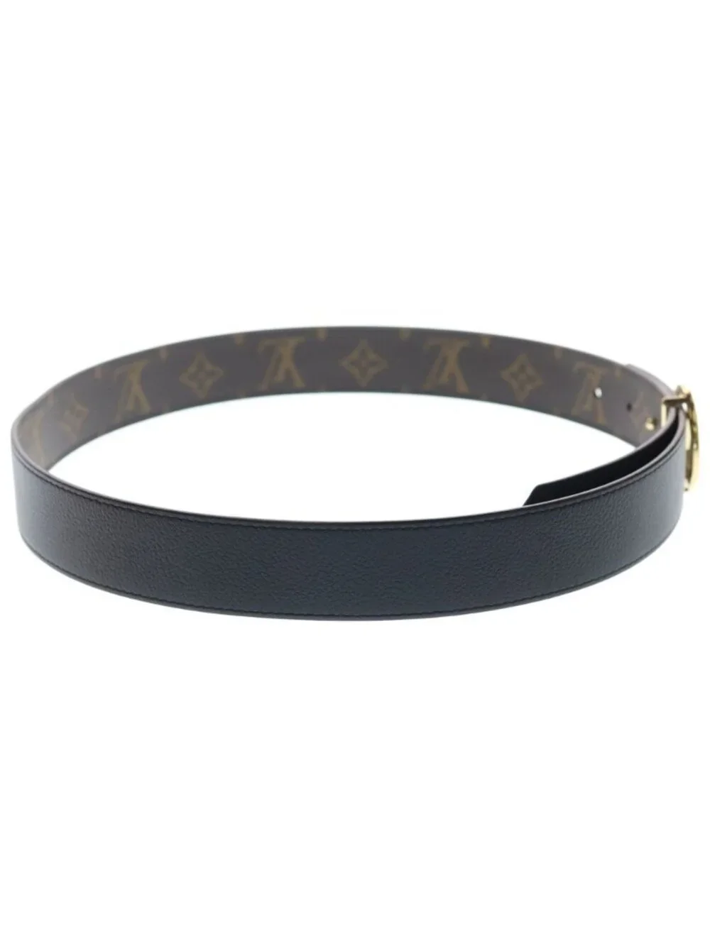 Louis Vuitton Ceinture LV Buckle Monogram Reversible Belt Gold Brown